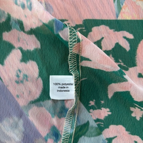 Lane Bryant boho open front green pink sheer patchwork floral maxi kimono duster - Picture 12 of 16